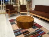Handcrafted solid spruce round drum coffee table, gallery photo 2