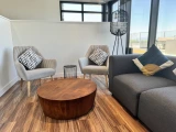 Handcrafted solid spruce round drum coffee table, gallery photo 3