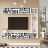 Cohen floating TV stand in Atlantic White UV print, main product photo