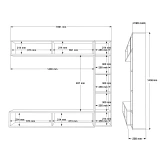 Dimensions diagram for Cohen floating TV stand in Atlantic White UV print