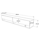 Dimensions diagram for Future Maze 70-inch floating TV unit in Atlantic Pine