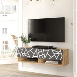 Future 40-inch floating TV unit in Pine-Anthracite, gallery photo 2