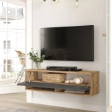 Future 40-inch floating TV unit in Pine-Anthracite, gallery photo 4