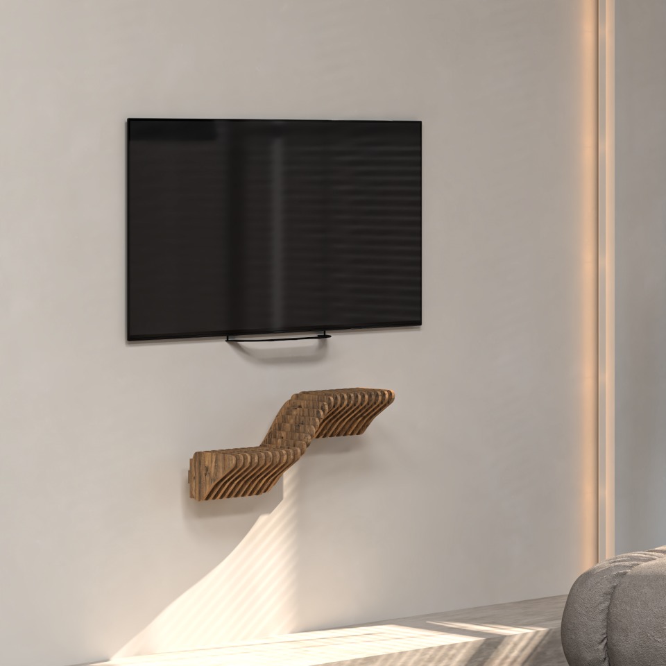 BATAMEX Parametric 20 inch Floating Shelf Natural Oak Color