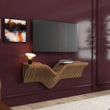 Batamex 40-inch parametric floating shelf in Teak, main product photo