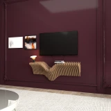 Batamex 40-inch parametric floating shelf in Teak, gallery photo 2