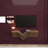 Batamex 40-inch parametric floating shelf in Teak, gallery photo 3