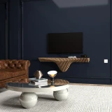 Batamex 50-inch parametric floating shelf in Teak, gallery photo 1