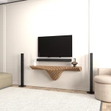 Batamex 50-inch parametric floating shelf in Teak, gallery photo 8