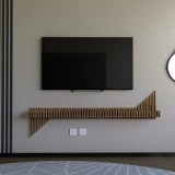Batamex 65-inch parametric floating shelf in Oak, gallery photo 3