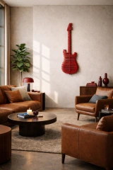 Elvis parametric 3D guitar wall decor in Red lacquer — filename color Red