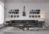Elvis parametric 3D guitar wall decor in Black lacquer — filename color Black