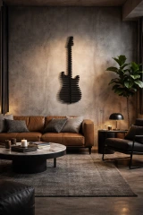 Elvis parametric 3D guitar wall decor in Black lacquer — filename color Black