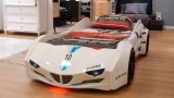 GTI twin race car bed in White with LED and rear seat, gallery photo 2