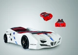 GTI twin race car bed in White with LED and rear seat, gallery photo 10