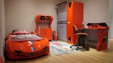 GTI twin race car bed in Red with LED and rear seat, gallery photo 5
