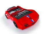 GTI twin race car bed in Red with LED and rear seat — filename color Red