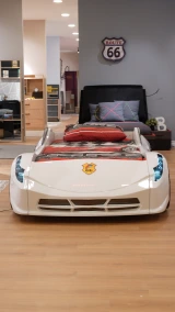 TT twin race car bed in White with LED and sound, gallery photo 8