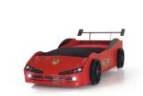 WOODY race car bed in Red with LED lights and spoiler, main product photo