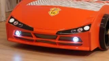 WOODY race car bed in White with LED lights and spoiler, gallery photo 4