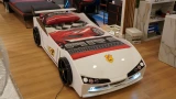 WOODY race car bed in White with LED lights and spoiler, gallery photo 6