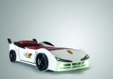 WOODY race car bed in White with LED lights and spoiler, gallery photo 8