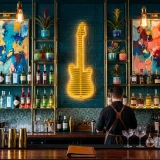 BATAMEX Elvis Parametric 3D Guitar Wall Decor Modern Sculptural Wall Art Contemporary Architectural Wall Decor for Living Room, Office & Commercial Interiors (Yellow)