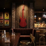 BATAMEX Elvis Parametric 3D Guitar Wall Decor Modern Sculptural Wall Art Contemporary Architectural Wall Decor for Living Room, Office & Commercial Interiors (Red)