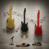 BATAMEX Elvis Parametric 3D Guitar Wall Decor Modern Sculptural Wall Art Contemporary Architectural Wall Decor for Living Room, Office & Commercial Interiors (Red)