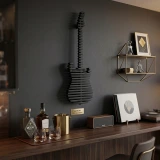BATAMEX Elvis Parametric 3D Guitar Wall Decor Modern Sculptural Wall Art Contemporary Architectural Wall Decor for Living Room Office and Commercial Interiors (Black)